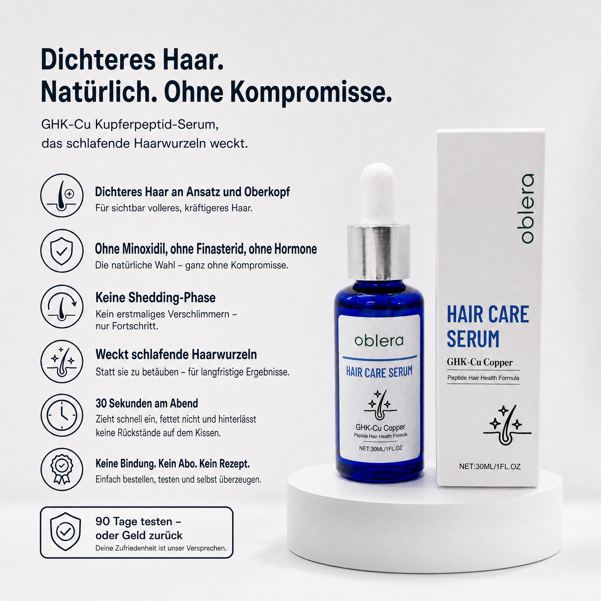 Dichteres Haar ohne Minoxidil, Finasterid oder Hormone